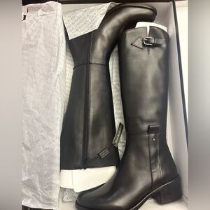 Classic Tall Leather Riding Boots - Black